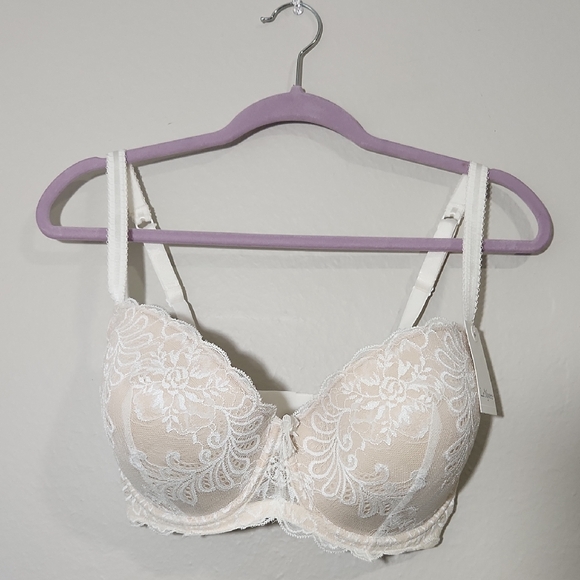 Le Mystere Other - LE MYSTERE Elegant Lace Underwire Bra - Cream 36G.